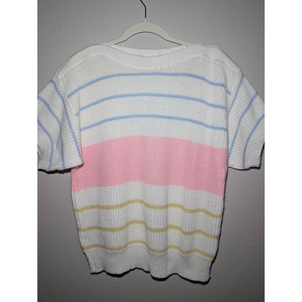 Wentworth Gallery Striped‎ Sweater Womens One Size White Pastel Vintage Good